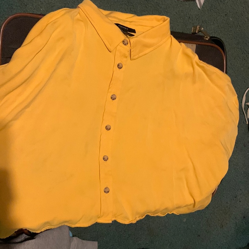 Forever 21- Yellow button down Crop Top